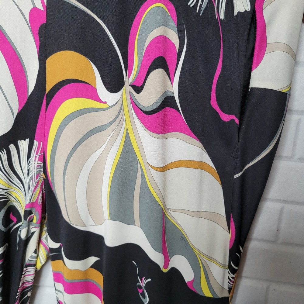 Emilio Pucci Italian Silk Blend Wide Leg Abstract Print Pants Pink Yellow 12 - Picture 8 of 13